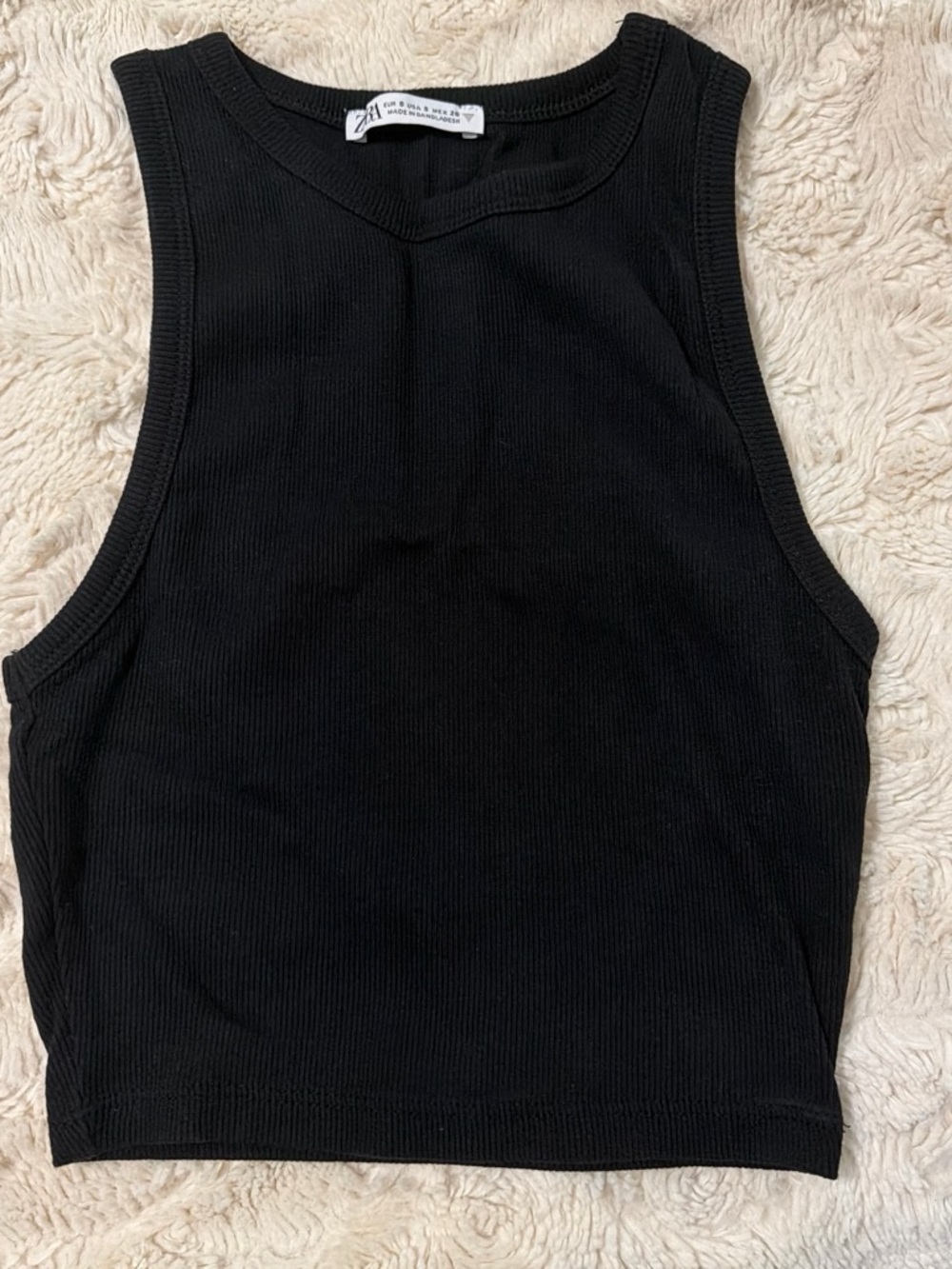 Zara black ribbed cropped tank